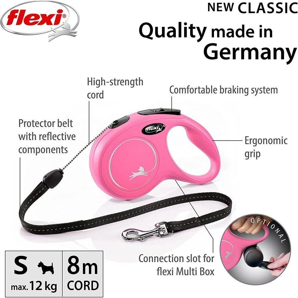 Flexi Pink New Classic Cord Retractable Dog Lead 2 Flexi Pink New Classic Cord Retractable Dog Lead - Image 2