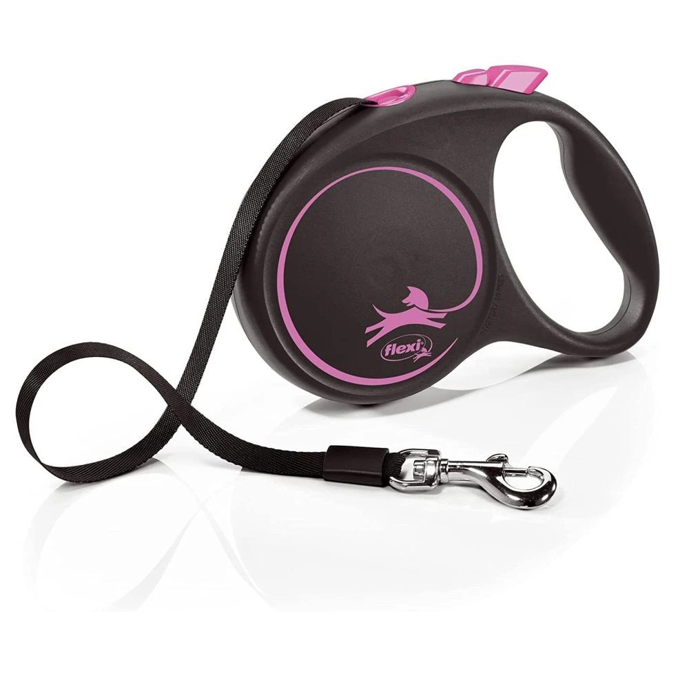 Flexi 5m Large Black Design Wth Pink Tape Retractable Dog Lead 2 Flexi 5m Large Black Design Wth Pink Tape Retractable Dog Lead - Image 2
