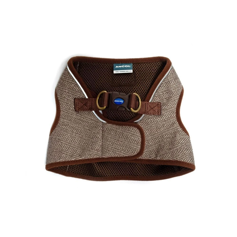 Ancol Heritage Small/Med (41-47cm) Taupe Herringbone Step-In Harness 2 Ancol Heritage Small/Med (41-47cm) Taupe Herringbone Step-In Harness - Image 2