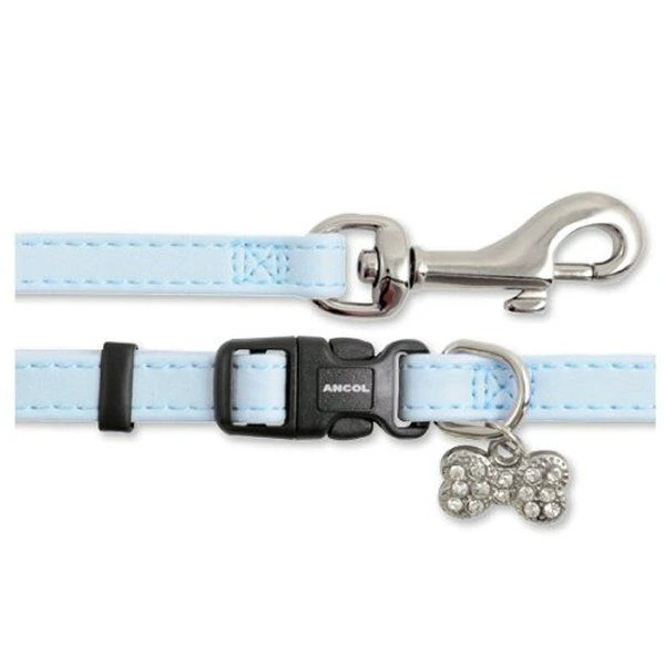 Ancol Small Bite Baby Blue Jewel Puppy Collar & Lead Set 1 Ancol Small Bite Baby Blue Jewel Puppy Collar & Lead Set