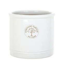 Woodlodge 38cm White / Cream Glazed Heritage Cylinder Pot -Hozelock Store 5021346500646 3