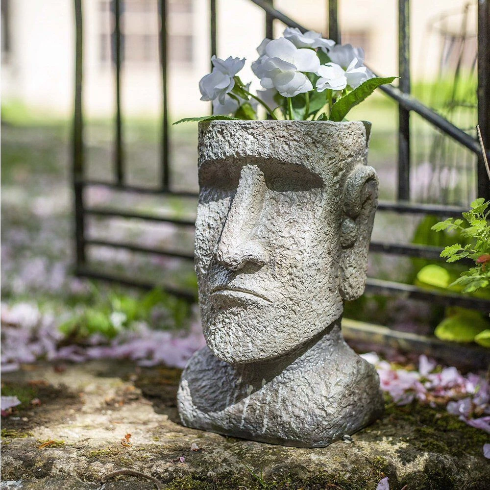 La Hacienda 26cm Resin Easter Island Head Planter 2 La Hacienda 26cm Resin Easter Island Head Planter - Image 2